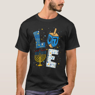 LOVE Cute Hanukkah Decorations Dreidel Menorah Cha T-Shirt