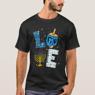 LOVE Cute Hanukkah Decorations Dreidel Menorah Cha T-Shirt
