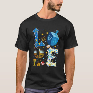 LOVE Cute Hanukkah Decorations Dreidel Menorah T-Shirt