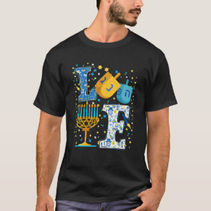 LOVE Cute Hanukkah Decorations Dreidel Menorah T-Shirt