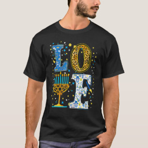 Love Cute Hanukkah Leopard Menorah Pajama Matching T-Shirt
