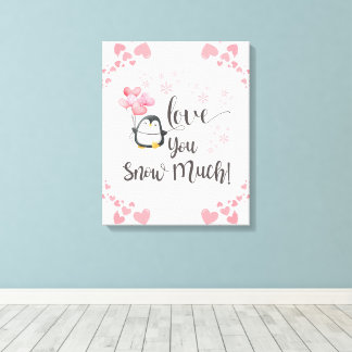 Love - Cute Kids Penguin Personalised Canvas Print