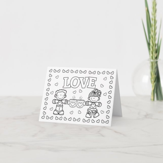 LOVE Cute Kidz Valentine's Day Colouring Card (Front)