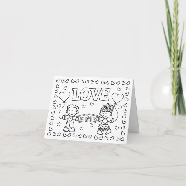LOVE Cute Kidz Valentine's Day Colouring Card (Front)