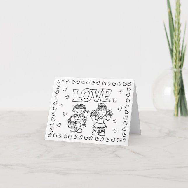 LOVE Cute Kidz Valentine's Day Colouring Card (Front)
