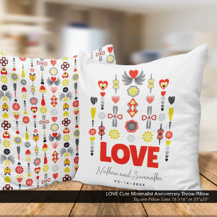 LOVE Cute Minimalist Anniversary  Cushion