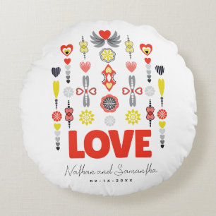 LOVE Cute Minimalist Anniversary  Round Cushion