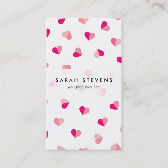 Love Cute Pink Heart Pattern Business Card (Front)