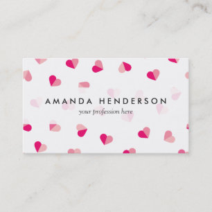 Love Cute Pink Heart Pattern Business Card