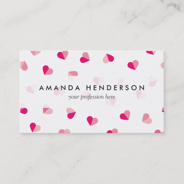 Love Cute Pink Heart Pattern Business Card (Front)