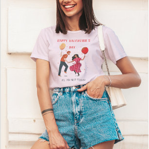 Love cute pink & red dancing people valentine T-Sh T-Shirt