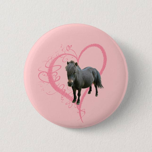 Love Cute Pony 6 Cm Round Badge (Front)