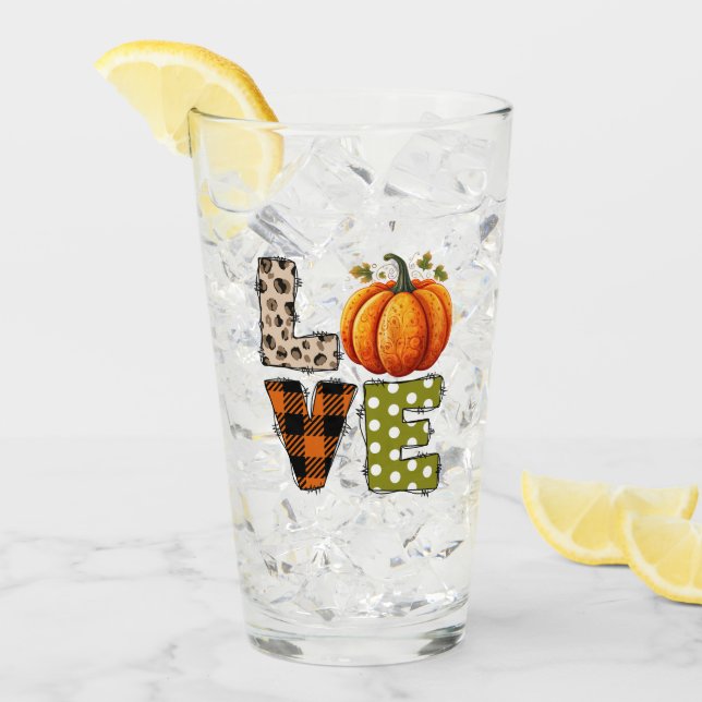 LOVE – Cute Pumpkin & Polka Dot Letters Glass (Front Ice)