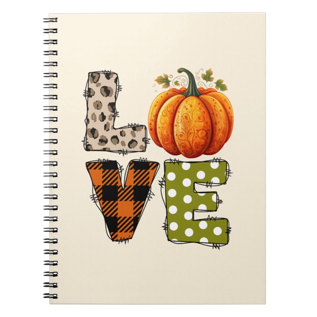 LOVE – Cute Pumpkin & Polka Dot Letters Notebook (Front)