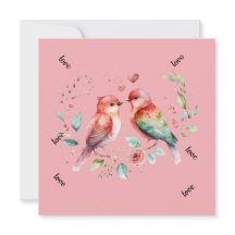 Love cute valentine lovebirds holiday card