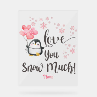 Love - Cute Valentine Penguin Personalised Acrylic Sign