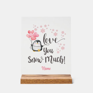 Love - Cute Valentine Penguin Personalised Acrylic Sign