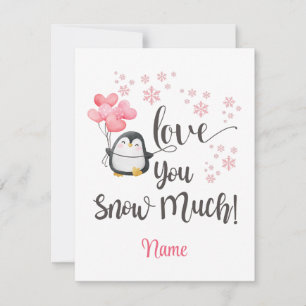 Love - Cute Valentine Penguin Personalised Card