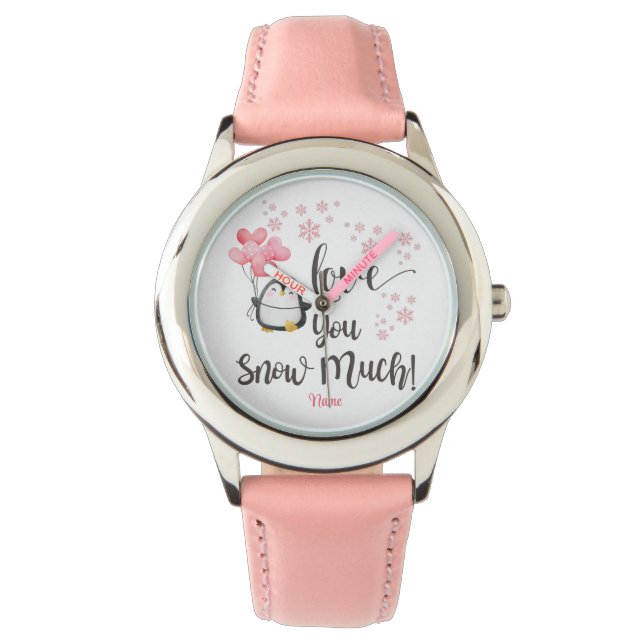 Love - Cute Valentine Penguin Personalised Watch (Front)