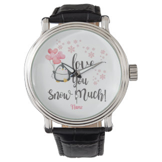 Love - Cute Valentine Penguin Personalised Watch