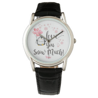 Love - Cute Valentine Penguin Personalised Watch