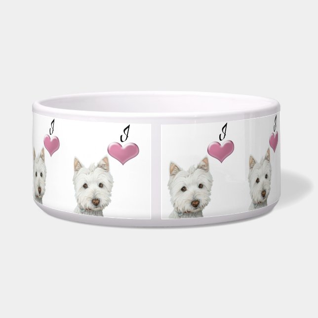 Love Cute Westie Dog Pet Bowl (Back)