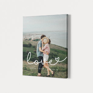 Love cute whimsical script couple photo canvas print
