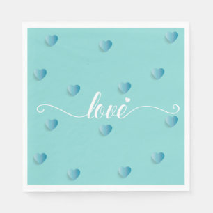 Love cyan calligraphy heart napkin