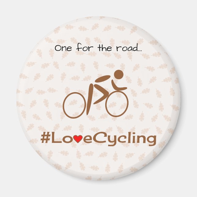 Love cycling peraonalized caption brown magnet (Front)