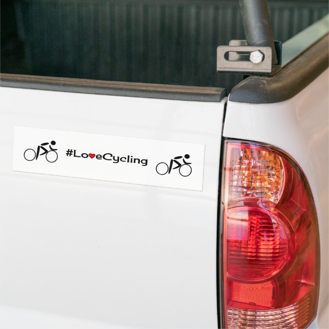 Love cycling slogan white bumper sticker (On Truck)