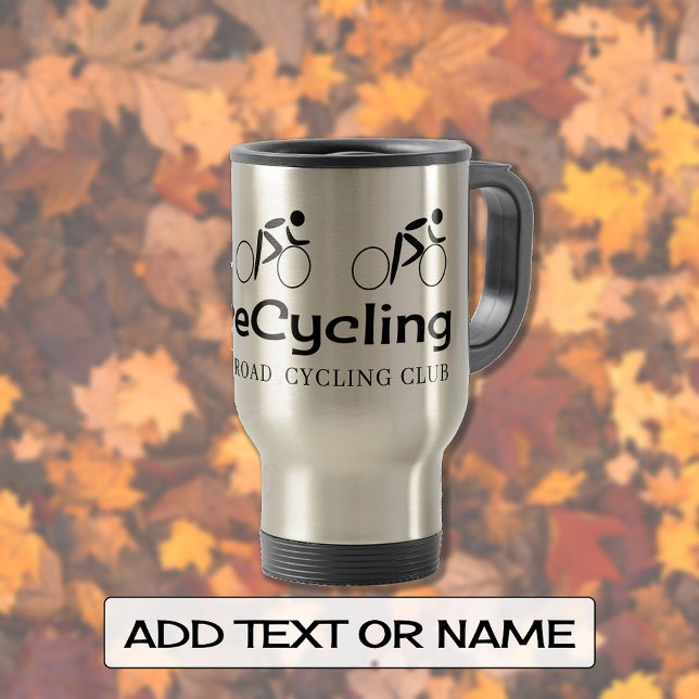 Love cycling typography custom text travel mug (Creator Uploaded)