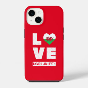 Love Cymru Am Byth Wales Flag Welsh Roots Vintage iPhone 14 Case