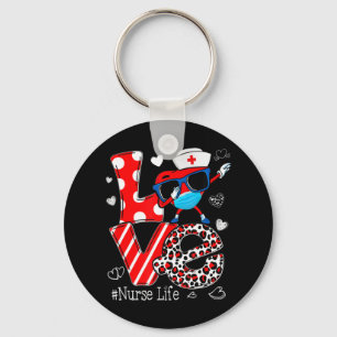 Love Dabbing Heart Nursing Nurse Life Valentines F Key Ring