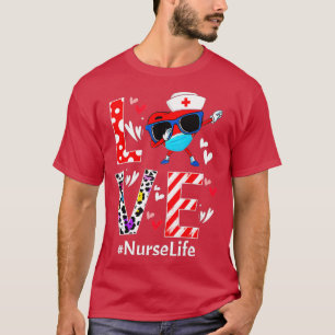 Love Dabbing Heart Nursing Nurse Life Valentines T-Shirt
