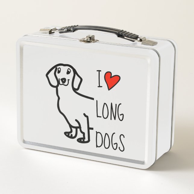 Love Dachshund Dog Cute Drawing Metal Lunch Box (Front)
