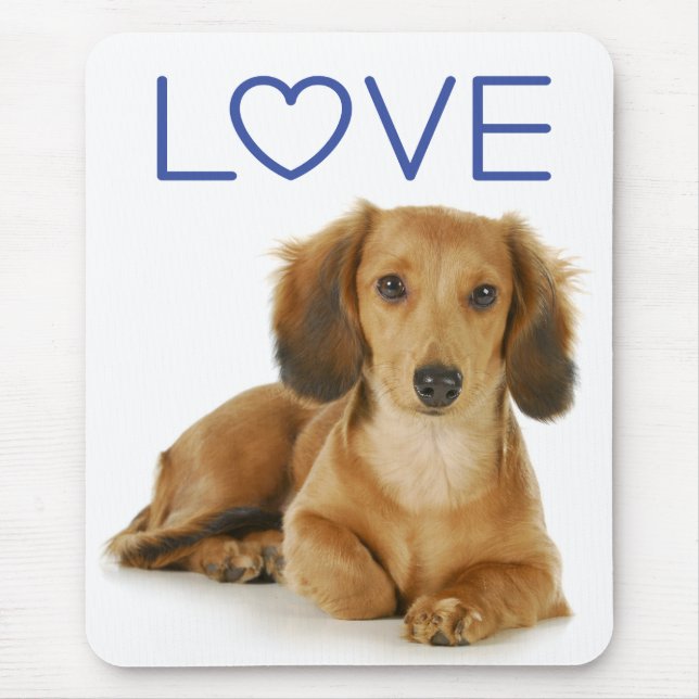 Love Dachshund Puppy Dog Computer Mousepad (Front)