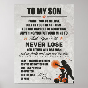 Love Dad, To My Son, Dad Son Bike Never Lose Poster