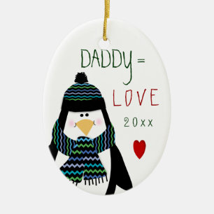 Love DADDY Penguin Christmas Gift Ceramic Tree Decoration