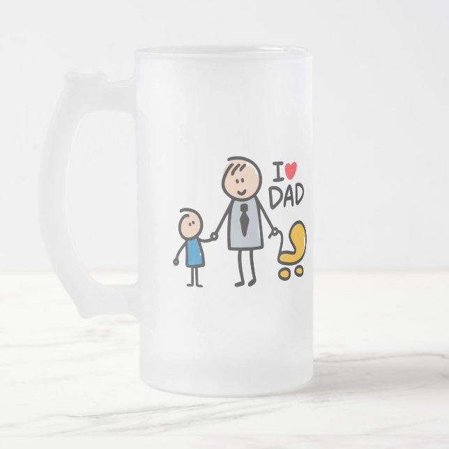 Love Daddy print Frosted Glass Beer Mug (Left)