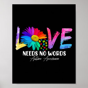 Love Daisy Autism Awareness Needs No Words Poster