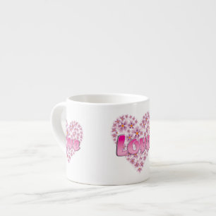Love Daisy Heart Pink Espresso Cup