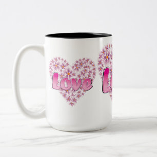 Love Daisy Heart Pink Two-Tone Coffee Mug