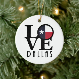 LOVE Dallas Texas Ceramic Tree Decoration