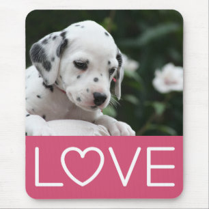 Love Dalmatian Black & White Dots Puppy Dog Mouse Mat
