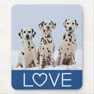 Love Dalmatian Black & White Dots Puppy Dog Mouse Mat