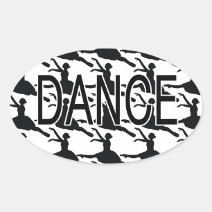 Love Dance - Ballerina dancer silhouette Oval Sticker