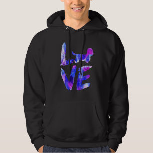 Love Dandie Dinmont Terrier Watercolor Blue Dog Mo Hoodie