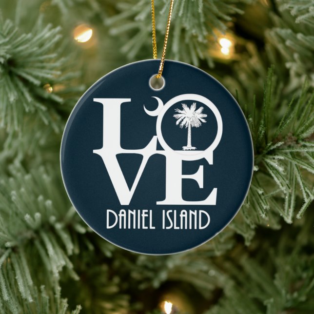 LOVE Daniel Island South Carolina Ceramic Tree Decoration (Tree)