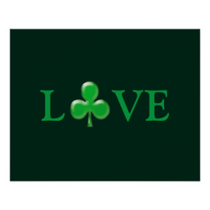 Love dark Green Clover Shamrock St. Patrick's Day Poster