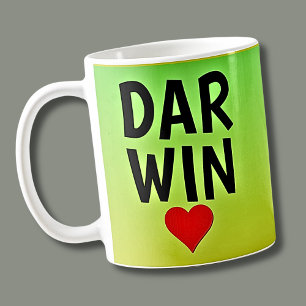 Love DARWIN (or your text) Heart on Green Gold Coffee Mug